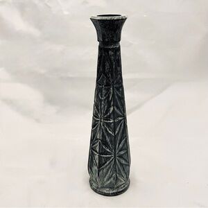 Floral Bud Vase, Black and Gray Painted, Vintage EUC